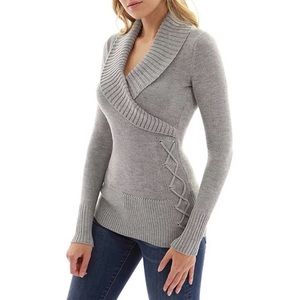 Sale! Gray V-neck Sweater